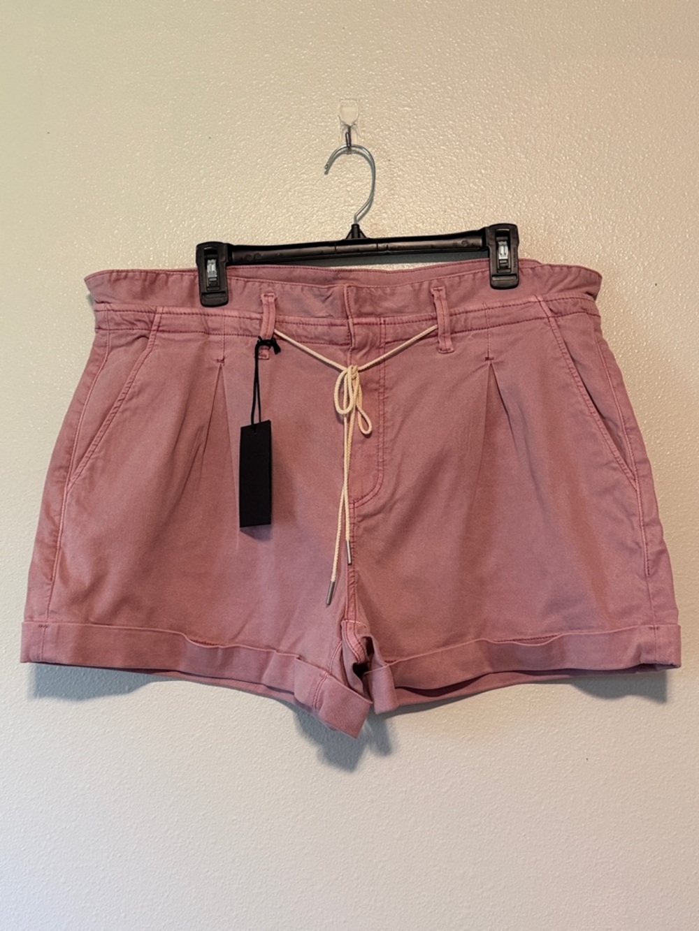 PAIGE Mauve Pink Drawstring Cotton Bermudas